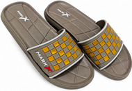 Women Checkerboard Mark X Slides Olive Brown